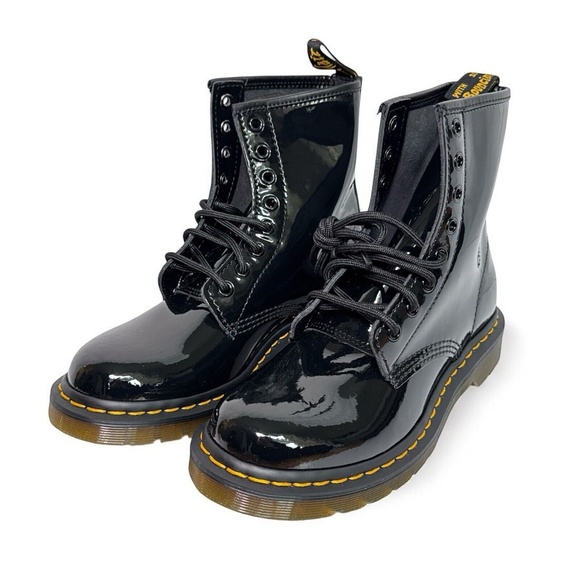 Dr. Doc Martens 1460 Boot Black Shiny Patent Leather Punk Women's US Size 7 - Picture 1 of 7